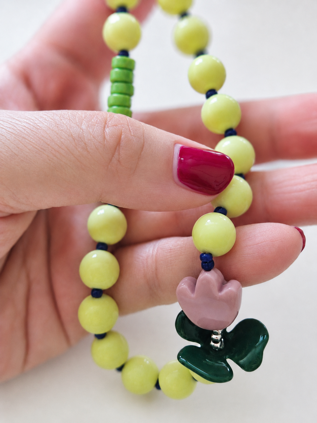 Lime Bloom — Beaded Multi Strap