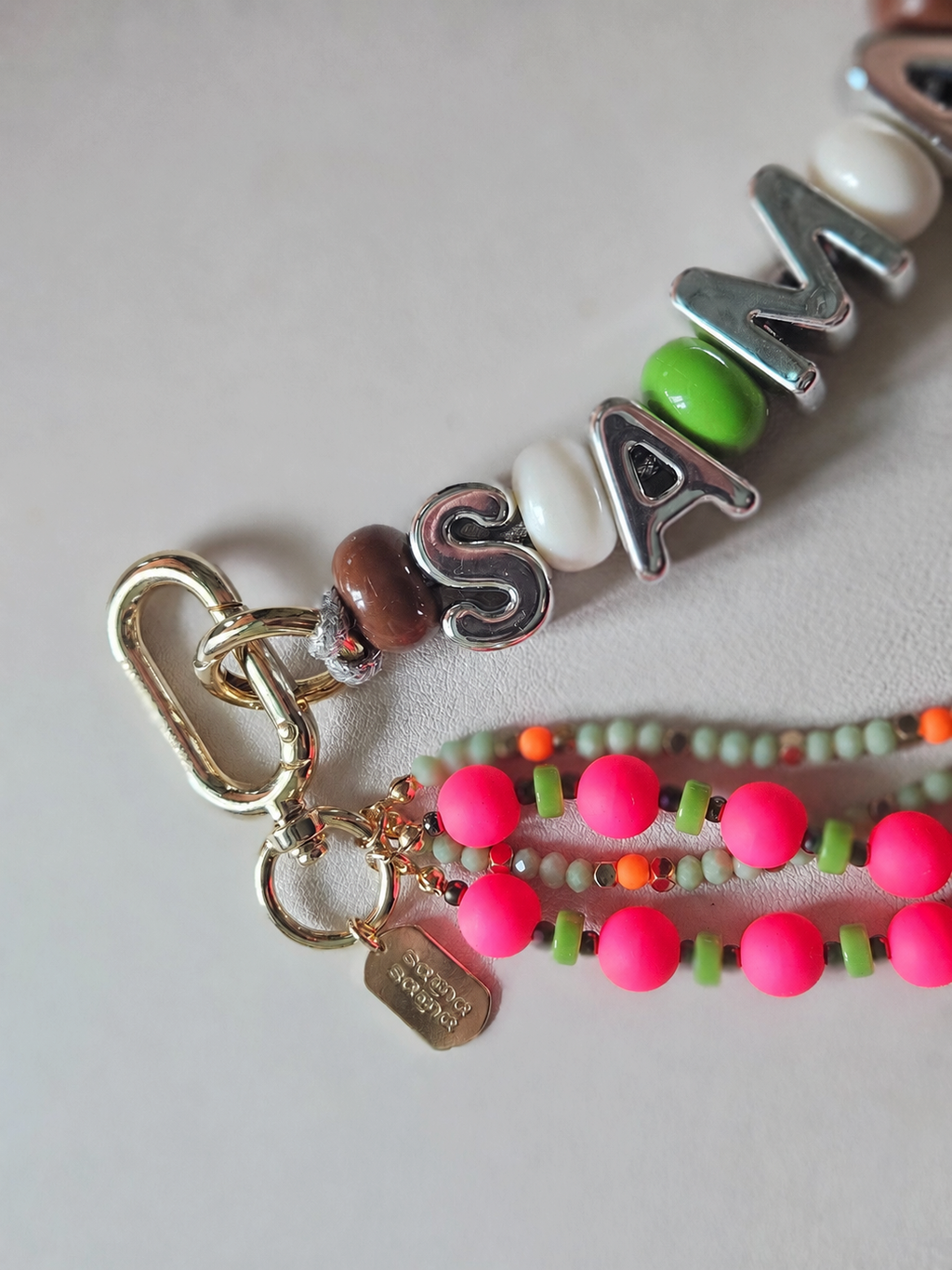 Pink Garden — Personalised Beaded Name Bag Charm