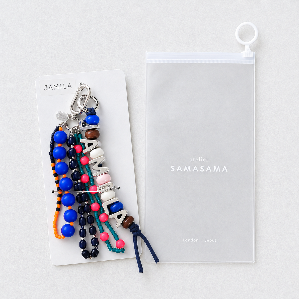 Blue Carnival — Personalised Beaded Name Bag Charm