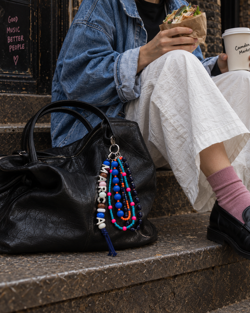 Blue Carnival — Personalised Beaded Name Bag Charm