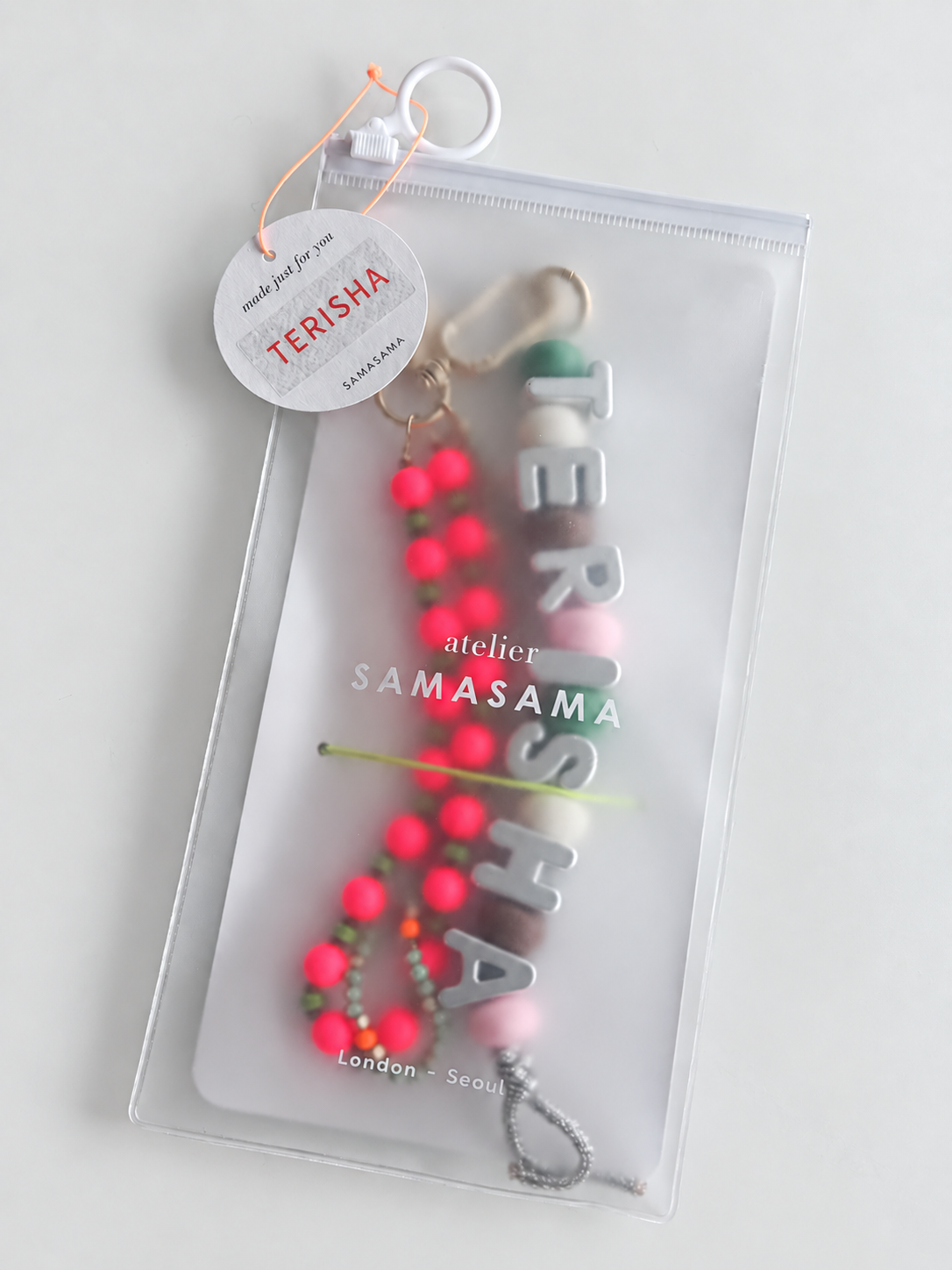 Pink Garden — Personalised Beaded Name Bag Charm