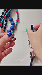 Blue Carnival — Personalised Beaded Name Bag Charm