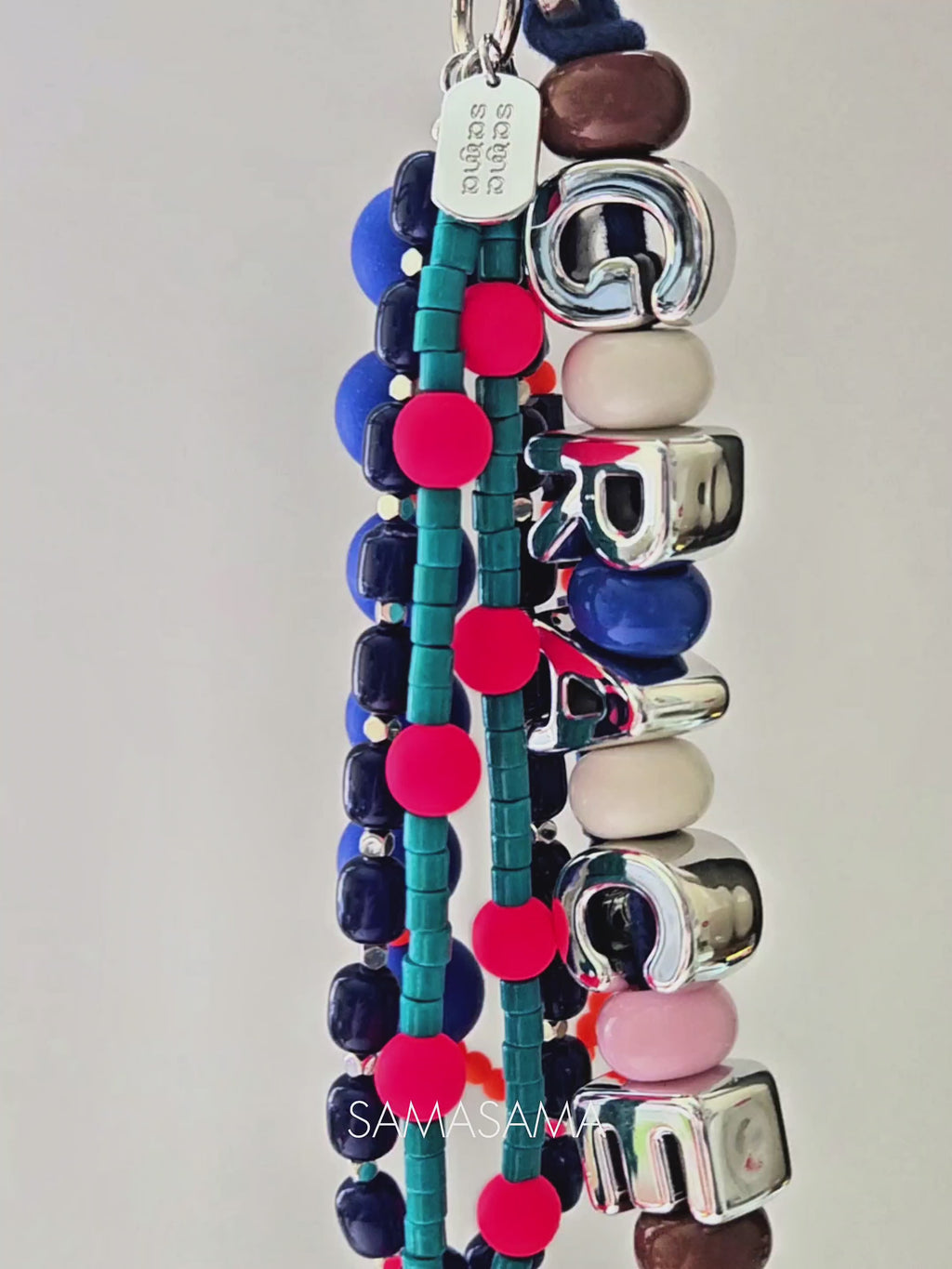 Blue Carnival — Personalised Beaded Name Bag Charm