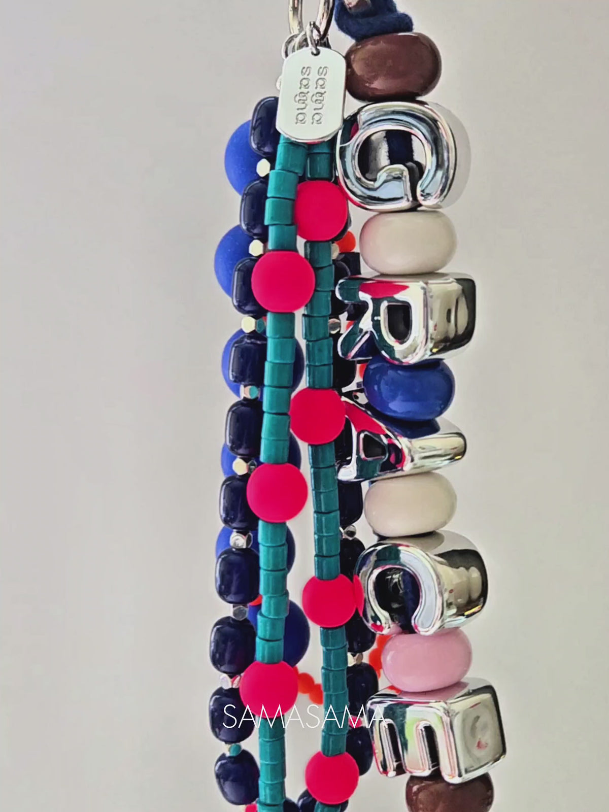 Blue Carnival — Personalised Beaded Name Bag Charm